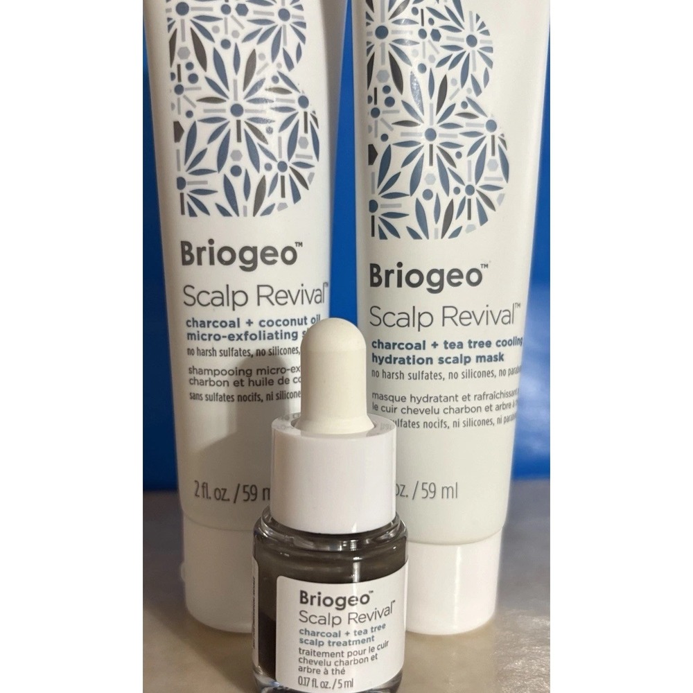 Briogeo Scalp Revival Set Charcoal Tea Tree Shampoo Scalp Mask Serum Hair NEW